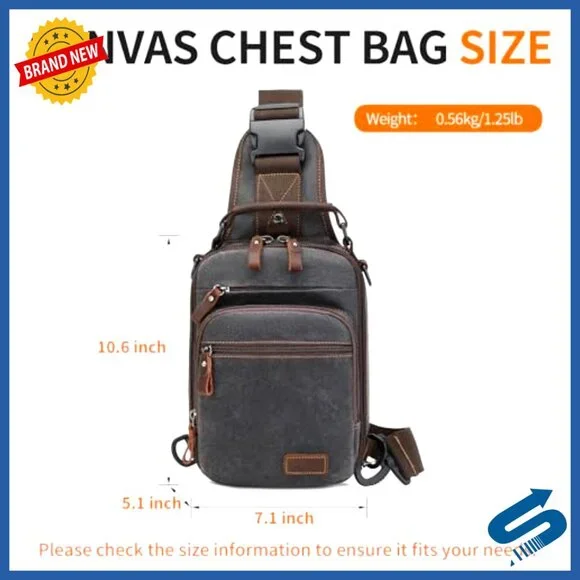 Waxed Canvas Crossbody Sling Bag Water Resistant Casual Daypack Adjustable
